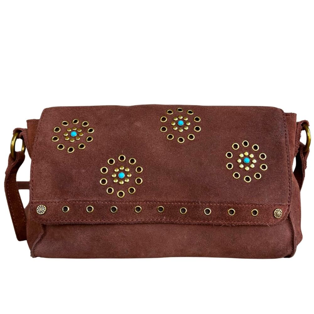 The Sak Collective Ojai Suede Flap Crossbody Southwestern Studded Boho Purse
